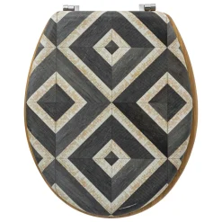 ATMOSPHERA Abattant WC bois (36 x 42,5 cm) Canvas Gris Discount