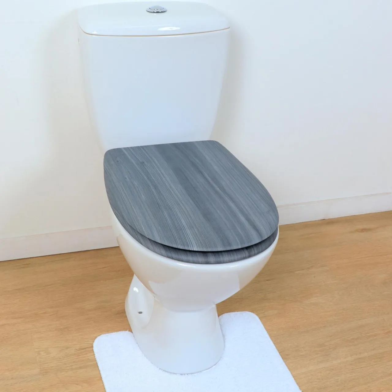 TENDANCE Abattant WC 18 pouces MDF Façon Lambris Gris Discount