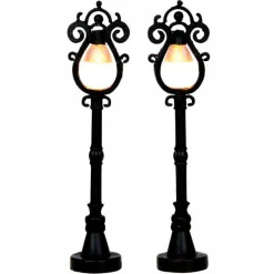 LEMAX Accessoire (H10 cm) Lot de 2 lampadaires Parisien à piles Hot