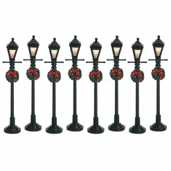 LEMAX Accessoire (H10 cm) Lot de 8 Réverbères lumineux à piles Hot