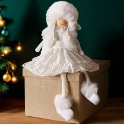 KAEMINGK Ange de Noël jambes souples (H53 cm) Demoiselle d'Hiver Blanc Sale