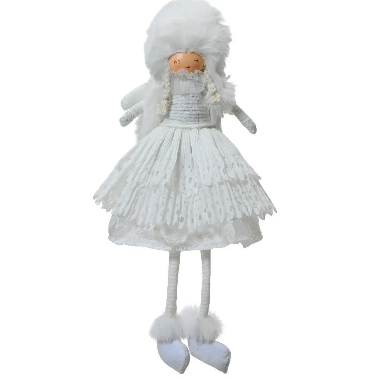 KAEMINGK Ange de Noël jambes souples (H53 cm) Demoiselle d'Hiver Blanc Sale