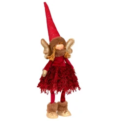 JJA Ange de Noël lumineux à piles (H48 cm) Fée clair de lune Rouge New