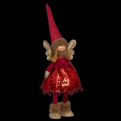 JJA Ange de Noël lumineux à piles (H48 cm) Fée clair de lune Rouge New