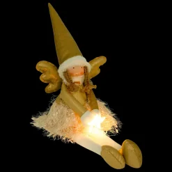 JJA Ange de Noël lumineux à piles (H48 cm) Fée clair de lune assise Dée Or Discount
