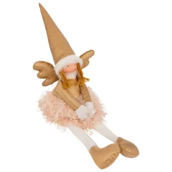 JJA Ange de Noël lumineux à piles (H48 cm) Fée clair de lune assise Dée Or Discount