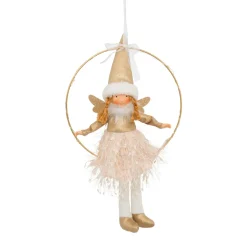 JJA Ange de Noël lumineux à piles (H32 cm) Fée clair de lune dée Or New