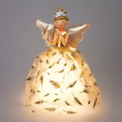 KOOPMAN Ange de Noël lumineux à piles (H36 cm) Mendhy plumage Blanc Outlet