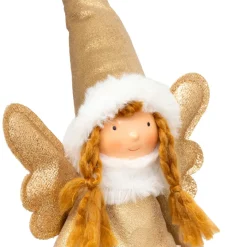 JJA Ange de Noël lumineux à piles (H48 cm) Fée clair de lune Dée Or New