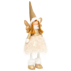 JJA Ange de Noël lumineux à piles (H48 cm) Fée clair de lune Dée Or New