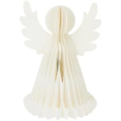 KOOPMAN Ange lumineux à piles 6 LED (H38 cm) Papier fermeture magnétique Blanc Outlet