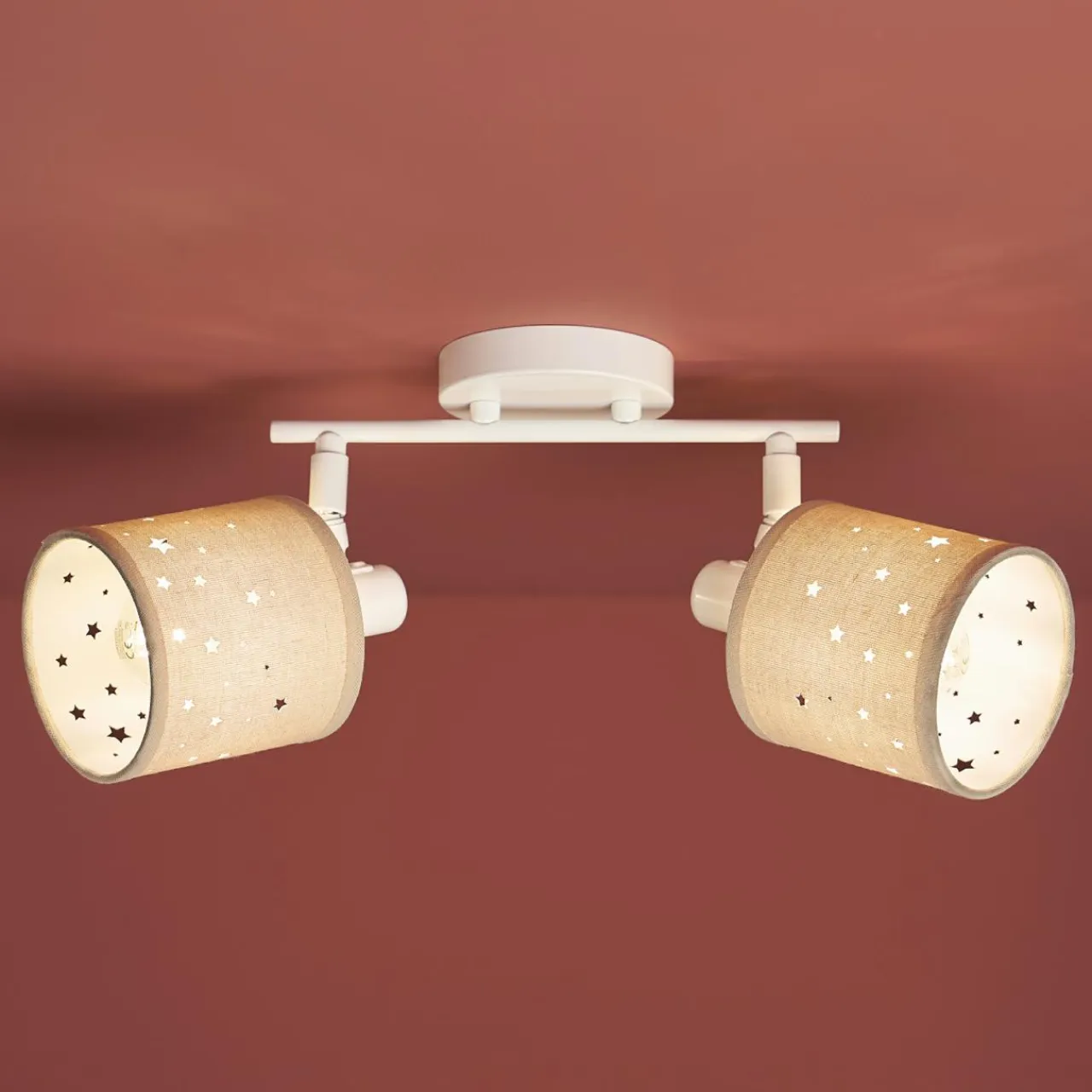 OSTARIA Applique murale 2 abat-jour orientables métal et lin (30 x 17 cm) Estrella Beige