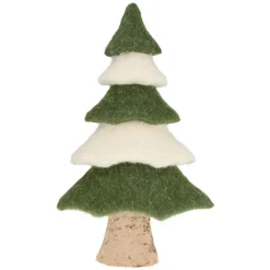 KOOPMAN Arbre de Noël en feutrine (H50 cm) Mousselin et blanc Vert Hot