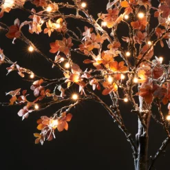 EMINZA Arbre lumineux 96 LED (H180 cm) Chêne enneigé Blanc chaud
