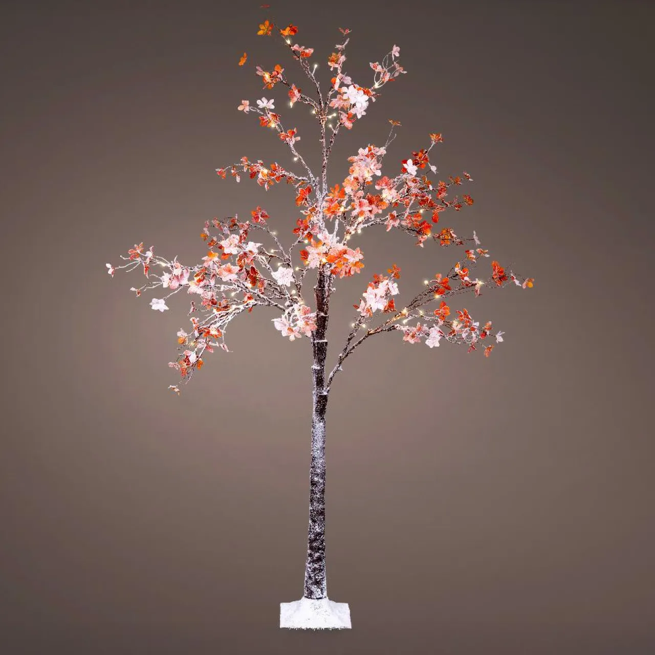 EMINZA Arbre lumineux 96 LED (H180 cm) Chêne enneigé Blanc chaud