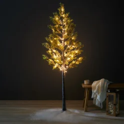EMINZA Arbre lumineux 96 LED (H180 cm) Épicéa branches givrées Blanc chaud Sale