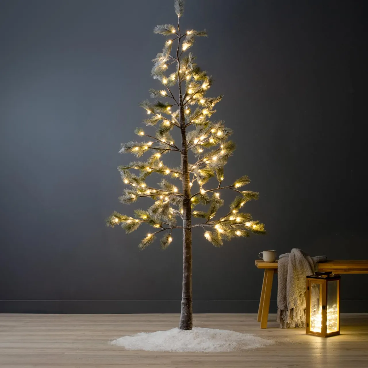 KAEMINGK Arbre lumineux 96 LED (H180 cm) Pin Clarius enneigé Blanc chaud New