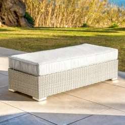 MOBELLIA Banquette en résine tressée 2 places Palma Gris Tresse Gris - Gris Outlet