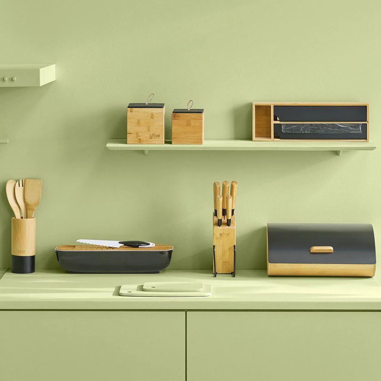 5 Five Simply Smart Bloc de 5 couteaux bambou Naturel Sale
