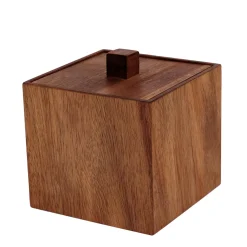 TENDANCE Boite à coton en bois d'acacia (H10 cm) Lina Marron New
