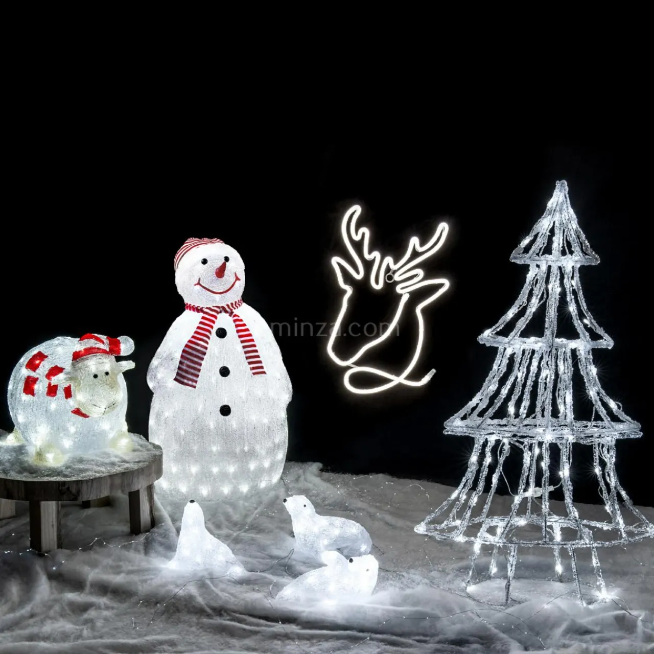 Feeric Lights & Christmas Bonhomme de neige lumineux 160 LED (H80 cm) Topek Blanc froid New