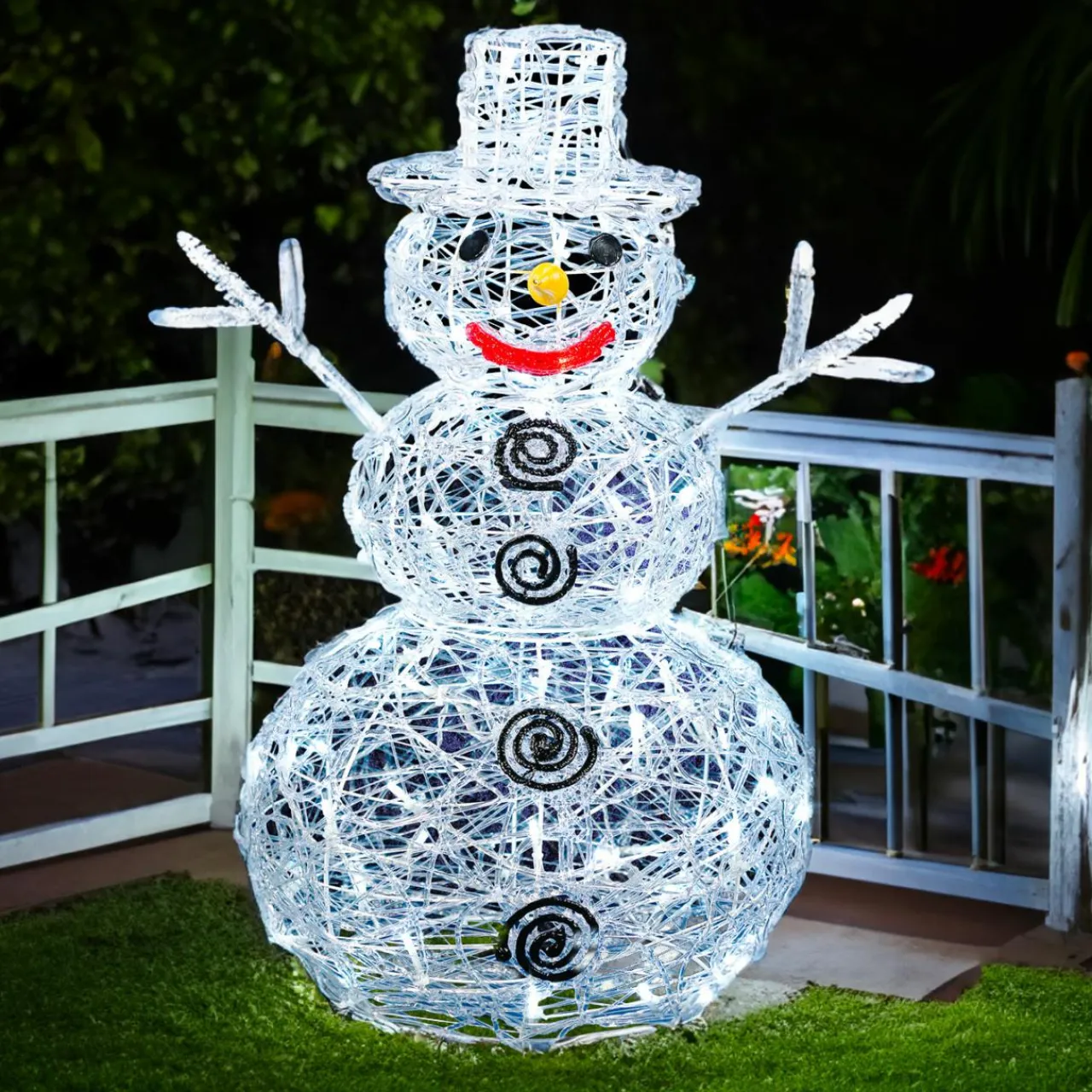 Feeric Lights & Christmas Bonhomme de neige lumineux 96 LED (H60 cm) Edmond Blanc froid Outlet