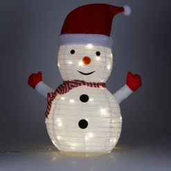 KOOPMAN Bonhomme de neige lumineux à piles (H68 cm) Pliable Blanc
