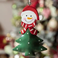 KAEMINGK Bonhomme de neige à suspendre en métal (H12 cm) Sapin et pois Vert