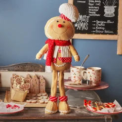 KAEMINGK Bonhomme pain d'épices debout (H57 cm) Camille écharpe Rouge Hot