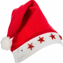 Feeric Lights & Christmas Bonnet de Père Noël lumineux etoile pour adulte Rouge Discount