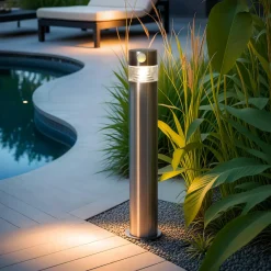 #N/A Borne de jardin solaire 150 lumens (H50 cm) Premium Argent Gris