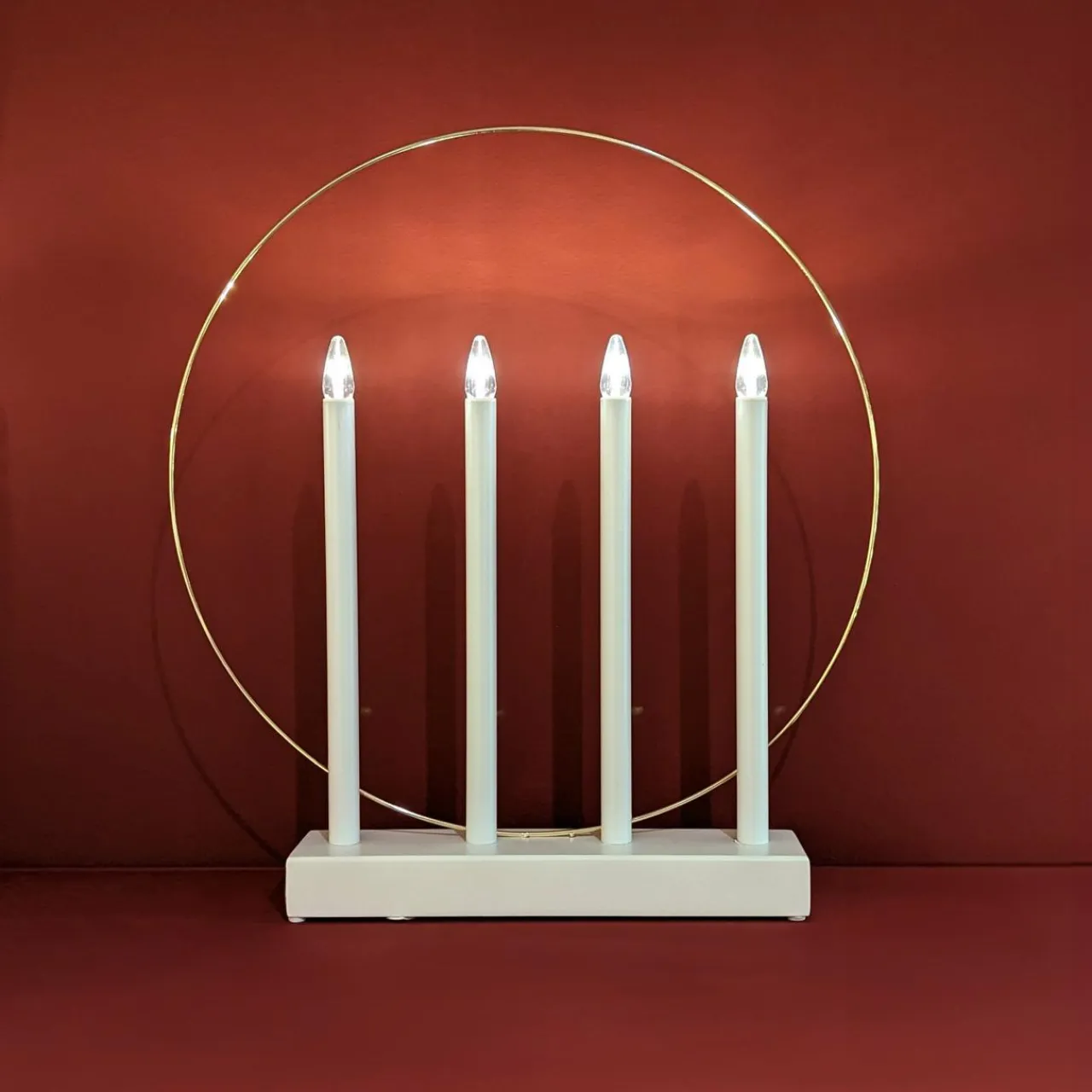 KAEMINGK Bougeoir lumineux à piles 4 LED (H40 cm) Cercle Blanc chaud Clearance