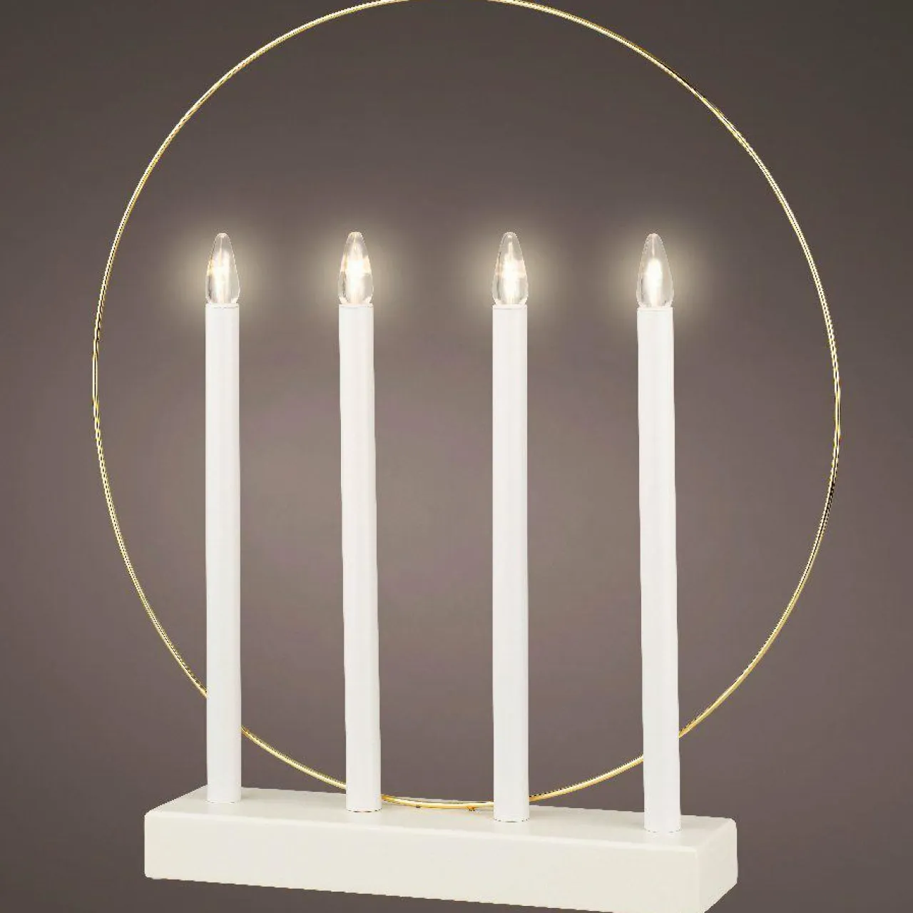 KAEMINGK Bougeoir lumineux à piles 4 LED (H40 cm) Cercle Blanc chaud Clearance