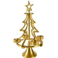 KAEMINGK Bougeoir 4 suppts (H37 cm) Sapin étoilé Or Outlet