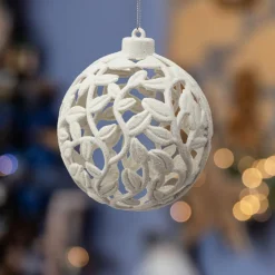 Feeric Lights & Christmas Boule de Noël (D100 mm) Feuillage découpé Blanc