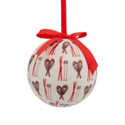 JJA Boule de Noël (D75 mm) Raquette de ski et blanc Rouge