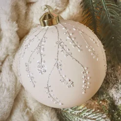 KAEMINGK Boule de Noël en verre (D120 mm) Tombée de neige Blanc Clearance