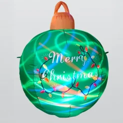 KOOPMAN Boule de Noël gonflable et lumineuse LED (D90 cm) Merry Christmas e Vert Outlet