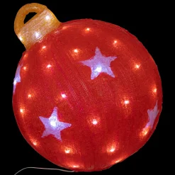FEERIC LIGHTS Boule de Noël lumineuse solaire 60 LED (H38 cm) Étoile Blanc froid Rouge