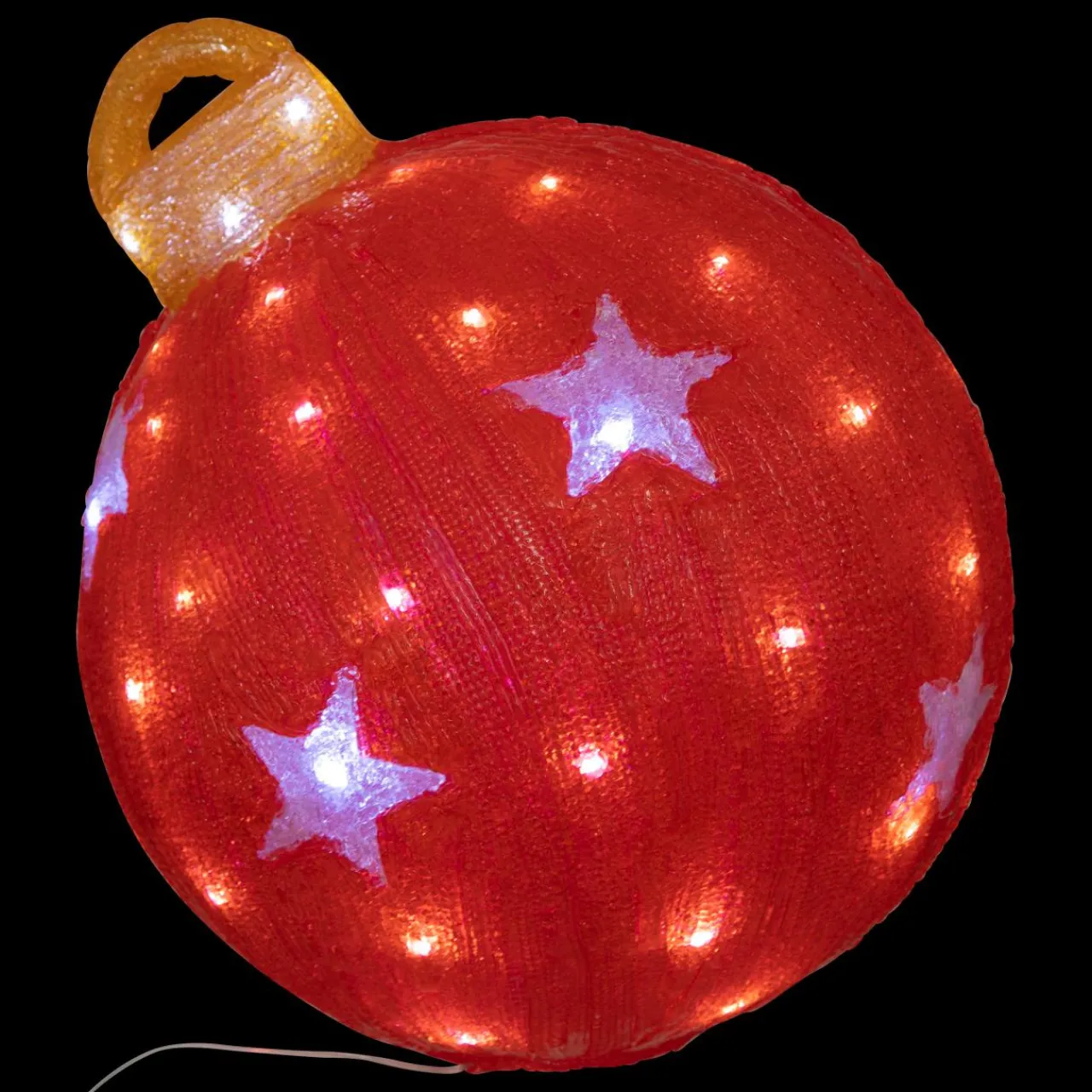FEERIC LIGHTS Boule de Noël lumineuse solaire 60 LED (H38 cm) Étoile Blanc froid Rouge