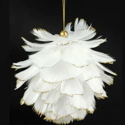 Feeric Lights & Christmas Boule douceur à suspendre (D10 cm) Plume Blanc Discount