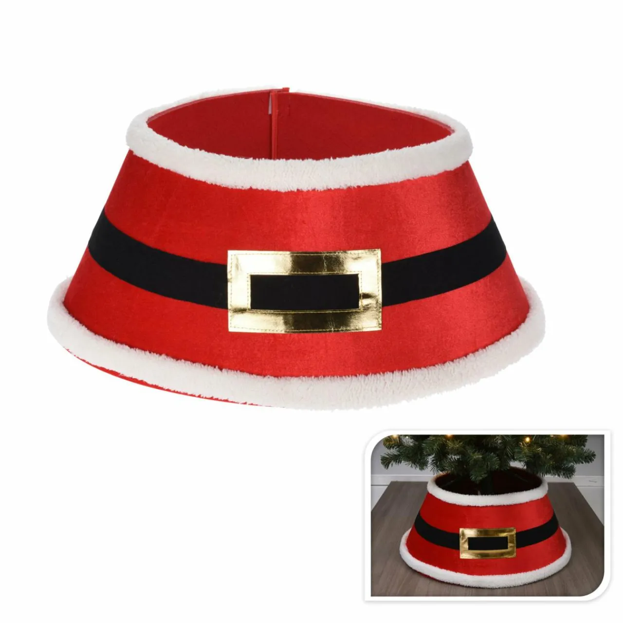 KOOPMAN Cache pied de sapin (D60 cm) Ceinture du Père Noël Rouge Clearance
