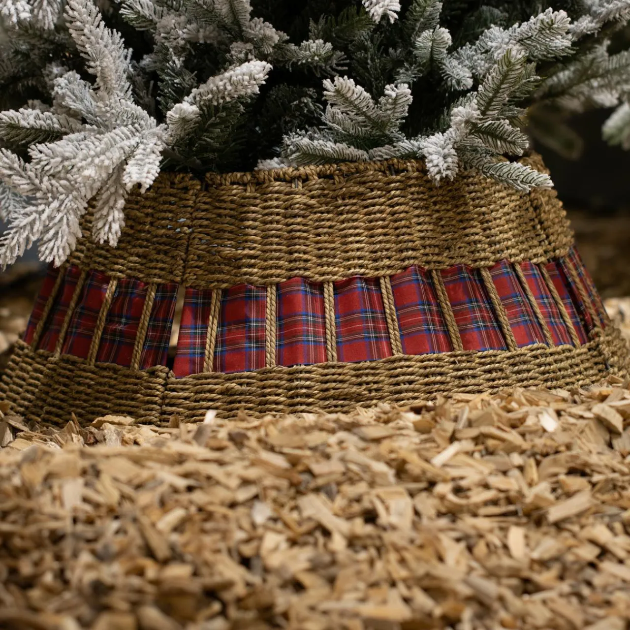 KAEMINGK Cache pied de sapin (D70 cm) Tartan écossais Rouge Sale