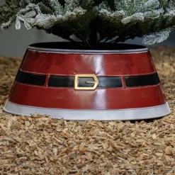KAEMINGK Cache pied de sapin en métal (D70 cm) Ceinture du Père Noël Rouge Outlet