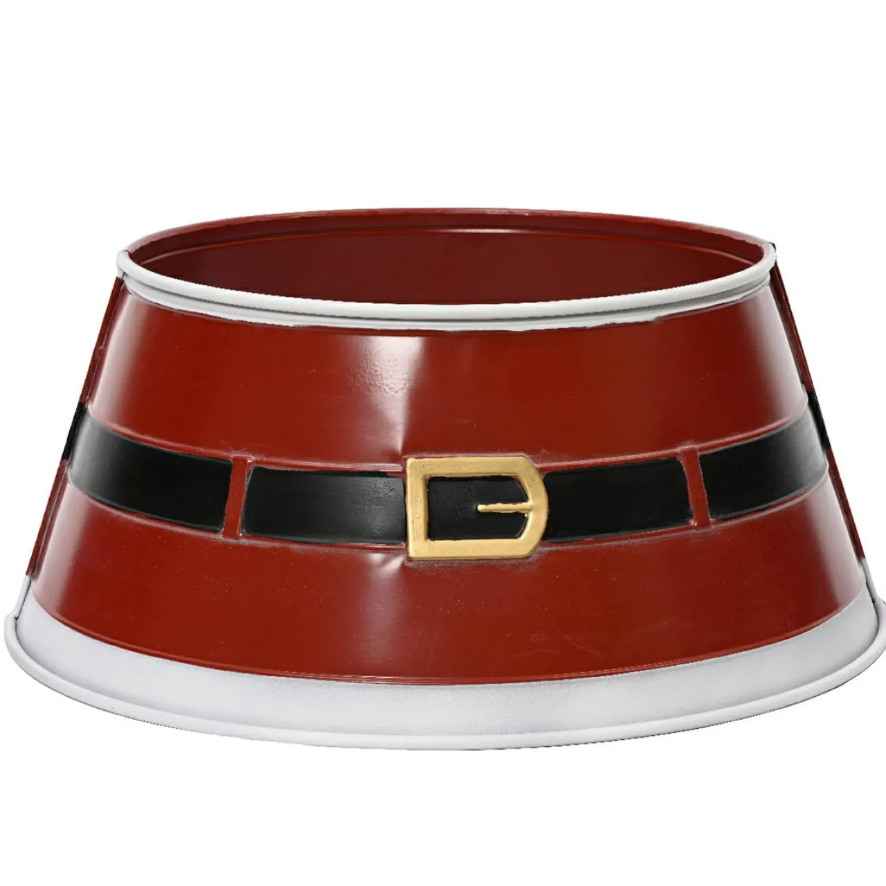 KAEMINGK Cache pied de sapin en métal (D70 cm) Ceinture du Père Noël Rouge Outlet