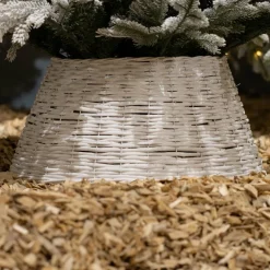 EMINZA Cache pied de sapin en osier (D57 cm) Saule tressé Blanc Hot