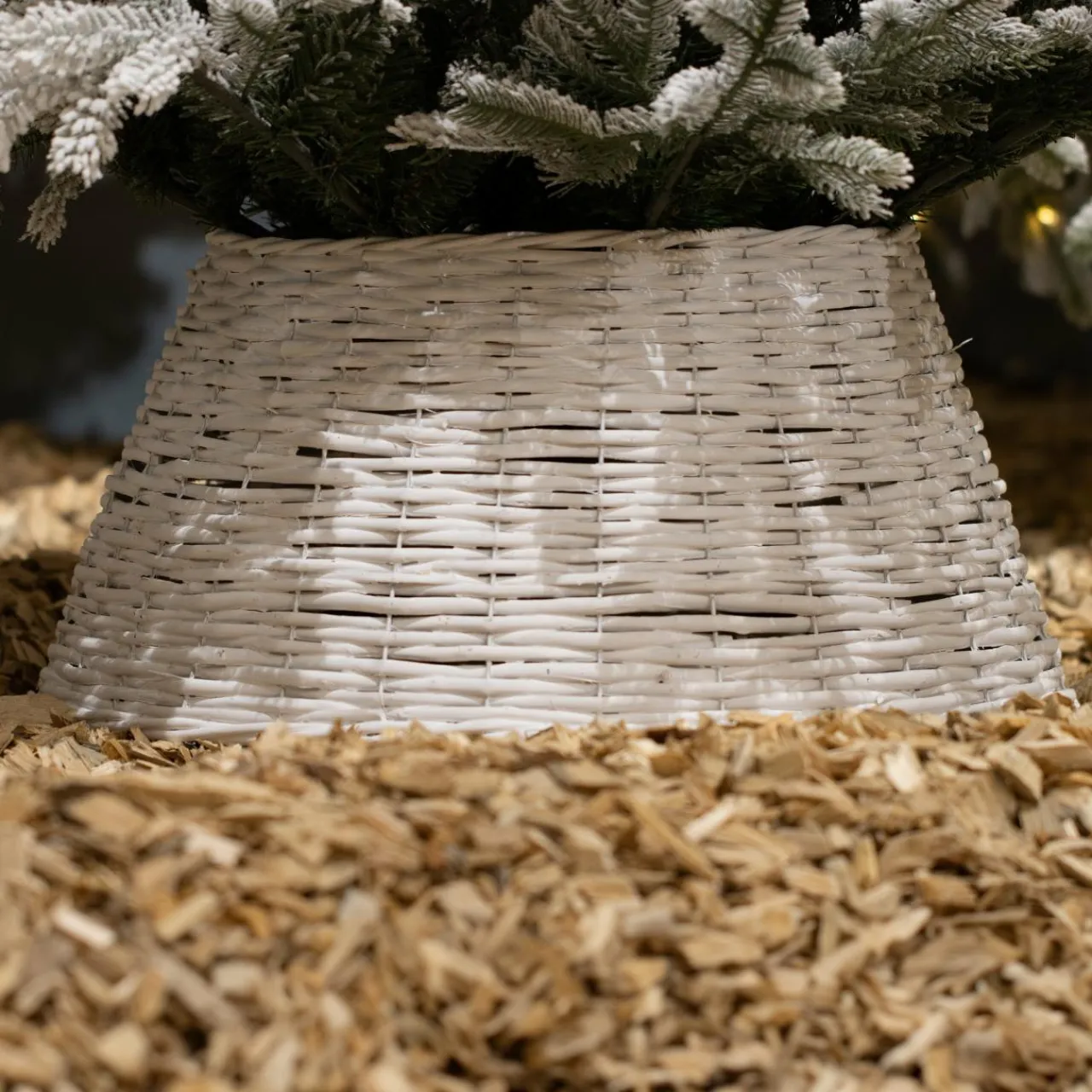 KAEMINGK Cache pied de sapin en osier (D70 cm) Saule tressé Blanc