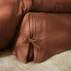 EMINZA Cache-sommier Gaze de coton (90 x 190 cm) Gaïa Terracotta New