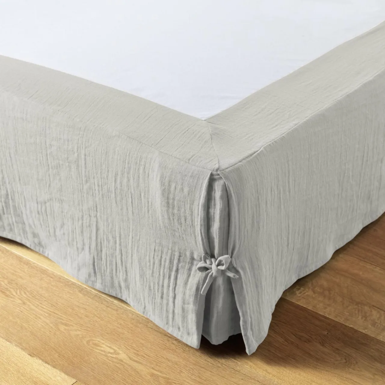 EMINZA Cache-sommier Gaze de coton (140 x 190 cm) Gaïa Gris nuage Gris clair Online
