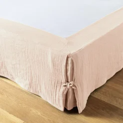 EMINZA Cache-sommier Gaze de coton (140 x 190 cm) Gaïa Rose poudré Discount